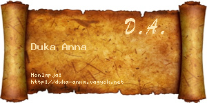 Duka Anna névjegykártya