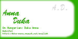 anna duka business card